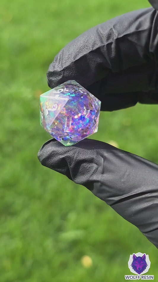 Einzeln D20 Liquid Core Acid Zitrone – Handgemachter Resin Würfel für DnD, Pen and Paper & TTRPG