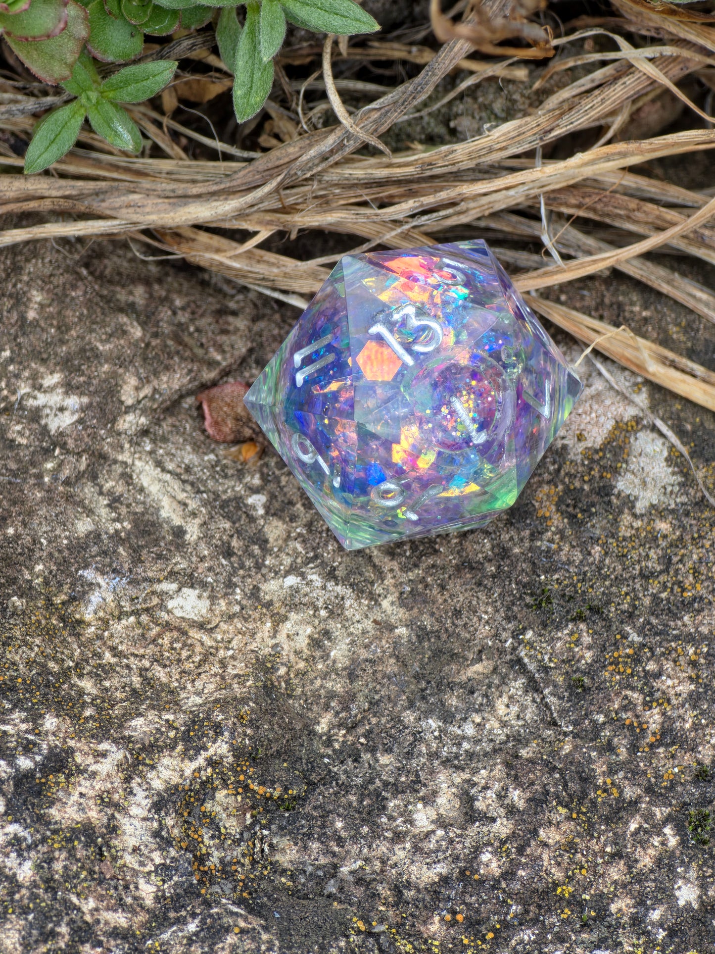 Einzeln D20 Liquid Core Acid Zitrone – Handgemachter Resin Würfel für DnD, Pen and Paper & TTRPG
